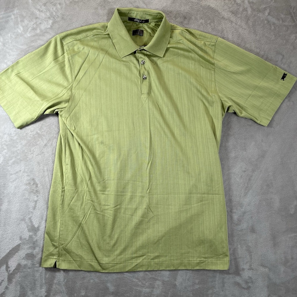 Tiger Woods Collection Fit Dry Golf Polo Shirt L Short Sleeve Green Nike Stripe